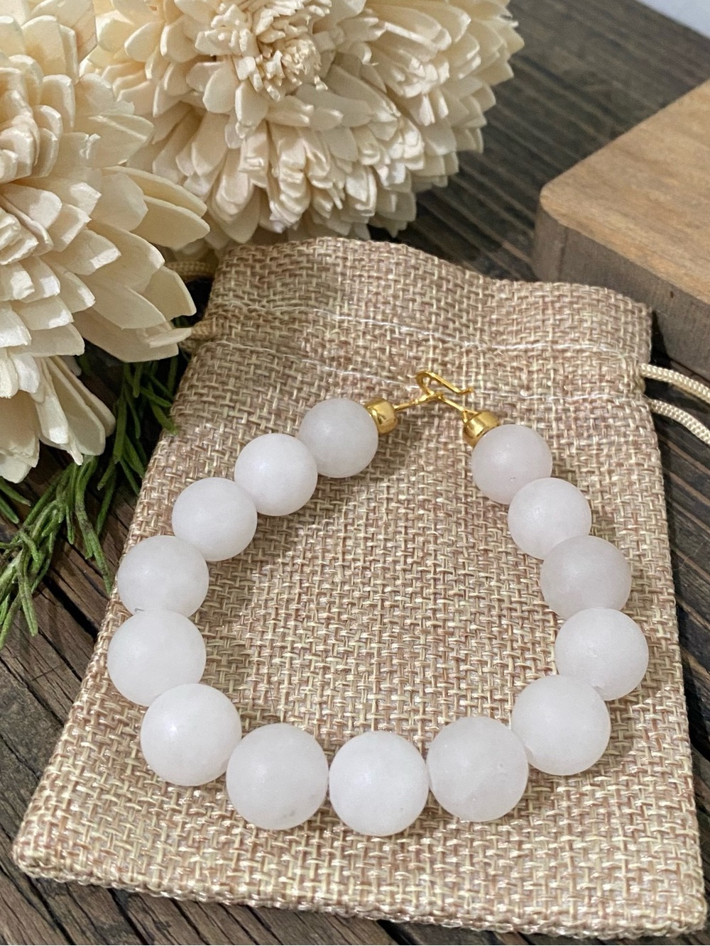 Matte Rose Quartz Stretch Bracelet, Pale Pink Jumbo Beads